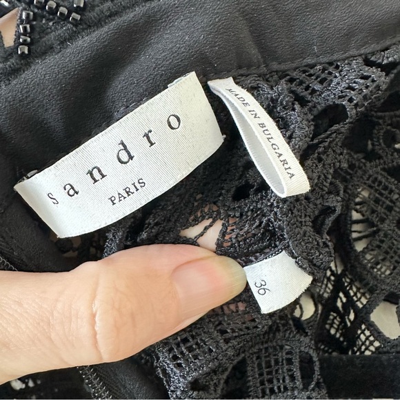 Sandro Iberia Embellished Lace Inset
Dress In Deep Navy SZ EU 36, US 4, S - Picture 10 of 11